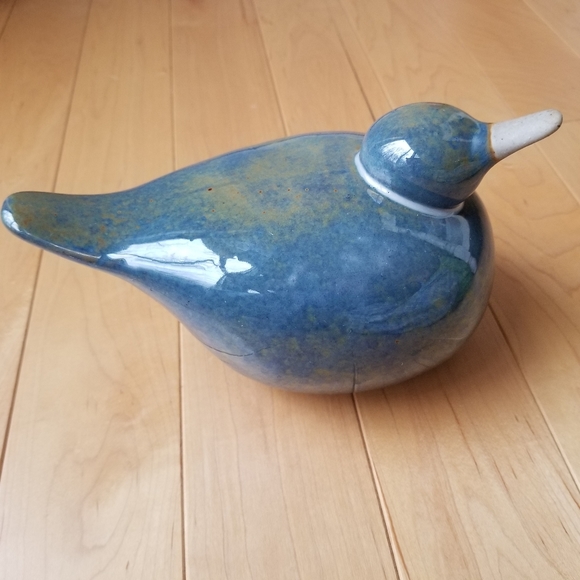 🌻Art Pottery Blue Speckled Glaze Bird Duck - Picture 6 of 7